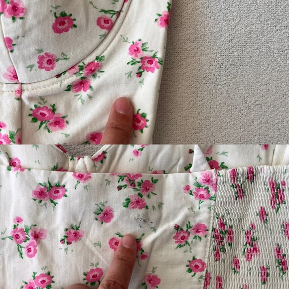 NWT Zara Linen Blend Floral Crop Top M - Picture 4 of 14